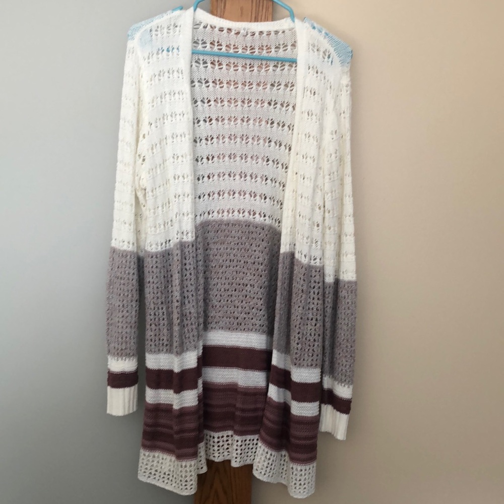 Maurice’s long, crochet cardigan